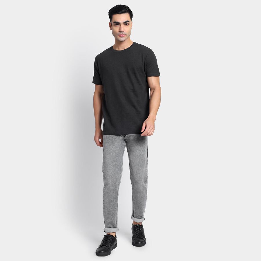 Men's Round Neck Half Sleeves T-Shirt , Dark Grey, large image number null